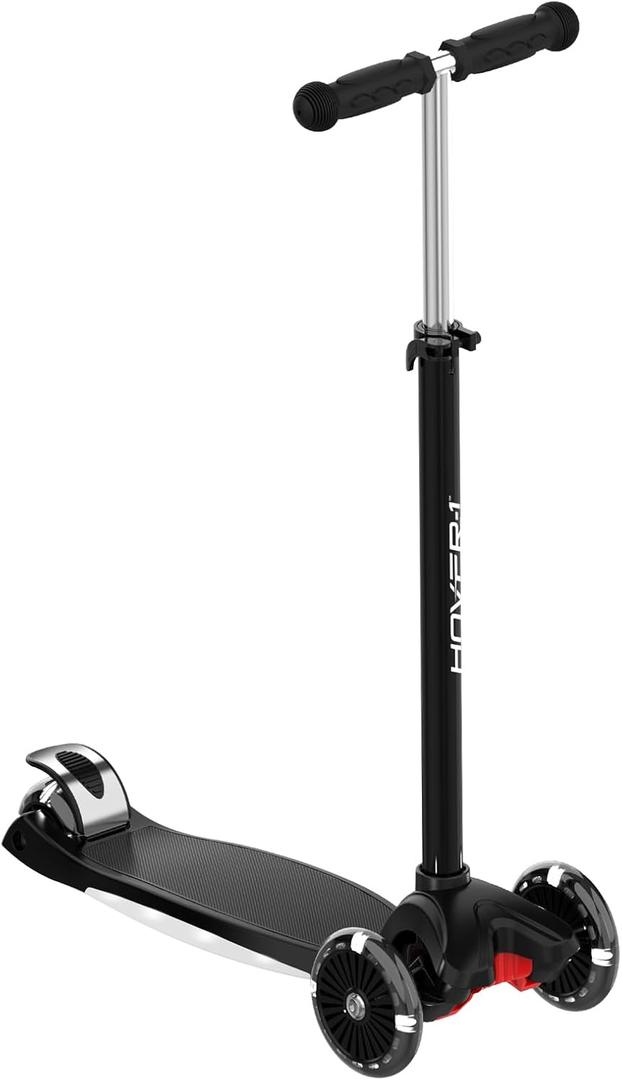 Hover-1 Scout Folding Kick Scooter for Kids with Multicolor Wheel Lights, 4.8 Front Wheels, Rear Foot Brake, and 110 LB Weight Capacity (Black)