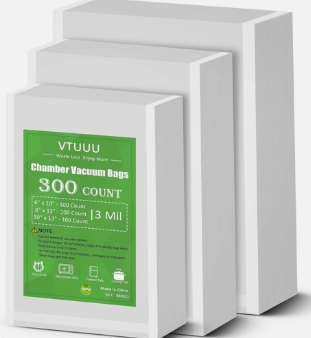VTUUU Chamber Vacuum Sealer Bags 300 Count 6" x 10" 8" x 12" 10" x 13" For 3Mil Vacuum Chamber Bags PreCut Chamber Vacuum Bags BPAFree Heavy Duty Chamber Machine Pouches