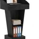 Aboxoo Podium Stand - Modern Podium Lectern with Laptop Shelf and Storage, Portable Lectern Podium Stand with Wooden Heavy Base, Ideal for Classroom, Office, Church, and Reception Areas(Black)