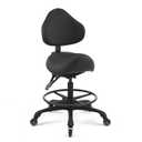 DR.LOMILOMI Pneumatic Swivel Rolling Saddle Chair with Wheels and Ergonomic Back Support for Hair Stylist, Dental Hygienist, Hygienic Clinic, Spa, Massage, Home, Office - Black Vinyl Leather - 510 KOA