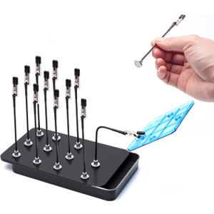 Metal Painting Stand Base Holder and 12PCS Magnetic Bendable Alligator Clip Sticks Set Modeling Tools for Airbrush Spray, for Gundam Hobby Model Parts Assemble