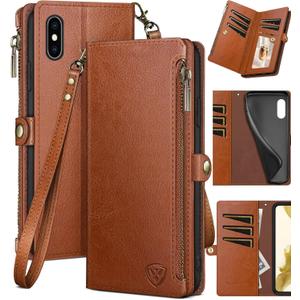XcaseBar for iPhone Xs Max 6.5" Wallet case with Zipper Credit Card HolderRFID Blocking, Flip Folio Book PU Leather Phone case Shockproof Cover Women Men for Apple XSMax 6.5" case Light Brown XcaseBar for iPhone Xs Max 6.5" Wallet case with Zipper Credit Card HolderRFID Blocking, Flip Folio Book PU Leather Phone case Shockproof Cover Women Men for Apple XSMax 6.5" case Light Brown