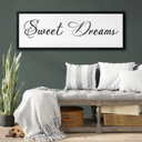 Sweet Dreams Wall Decor Above Bed 32x12 Inch Large Master Bedroom Hanging Wood Rustic Framed Farmhouse Sweet Dreams Sign Guest Room Aesthetic And Minimalist Over Bed Wall Art,Black