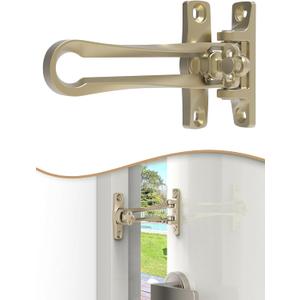 Greatim GT-SD101-GD Door Guard Swing Bar Lock, Door Latch Security Latch for Kids Safety and Home Security, Ideal for Apartment, Hotel & Commercial Outward-Opening Front Door. Zinc Alloy, Matte Gold