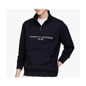 TOMMY HILFIGER Half-Zip Embroidered Logo Sweatshirt Dark Blue XS TOMMY HILFIGER Half-Zip Embroidered Logo Sweatshirt Dark Blue XS