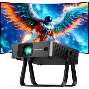 [Ultra-Slim 1.97"| Auto Focus | Built-in Apps | 360 Stand] Smart Mini Projector with WiFi and Bluetooth, Built-in Apps, DBPOWER N5 Portable Outdoor Movie Projector for Bedroom, Auto Keystone & Zoom (Black)