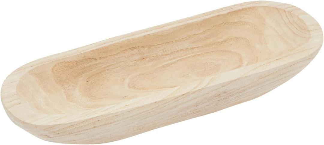 Farmlyn Creek Handmade Wooden Dough Bowl for Home Decor - 17 x 6 x 3 In Dough Bowl for Candle Making for Coffee Table Decor