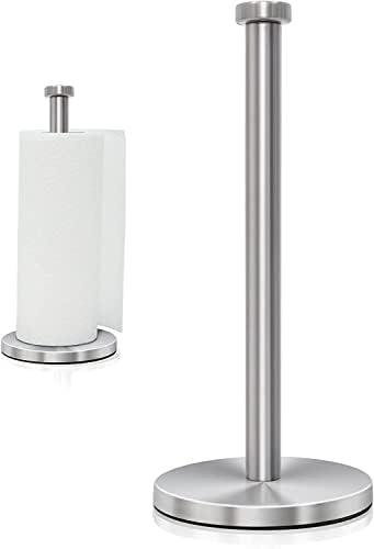 Paper Towel Holder Countertop, Standing Paper Towel Roll Holder for Kitchen Bathroom, with Weighted Marble Base for One-Handed Operation