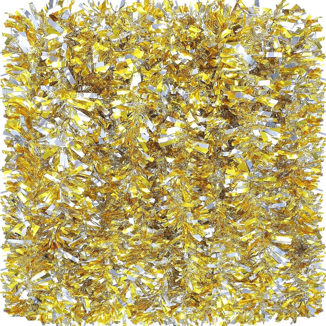 39.4 Feet Christmas Tinsel Garland Metallic Twist Shiny Hanging Garland Ornaments for Christmas Tree Party Supplies Indoor and Outdoor Decoration(Gold, Silver)
