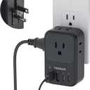 TESSAN USB C Charger Block 20W PD, Fast Charging Adapter with Foldable Plug, 1875W Power Outlet Extender(4 AC and 4 USB) for Cruise, Home, Office, Dorm Room Essentials, Black