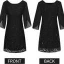 COOAN Wedding Guest Cocktail & Formal Dresses for Women - Lace Sequin Dress (Black, M)
