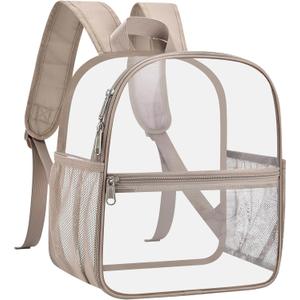Oraben Clear Backpack for Stadium Events Clear Stadium Backpack 12x6x12 Bag Transparent Bookbag (Khaki)