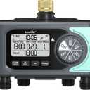 RAINPOINT Sprinkler Timer, 4 Outlets Hose Timer with Brass Inlet with Rain Delay/Manual/Automatic Controller System, Programmable Digital for Lawn Yard, 4 Zone (Sky Blue)