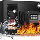 1.2 Cub Small Fireproof Safe for Home, Personal Fire Safe Box with Digital Keypad Key and Removable Shelf, Small Security Box for Money Firearm Medicine Valuables