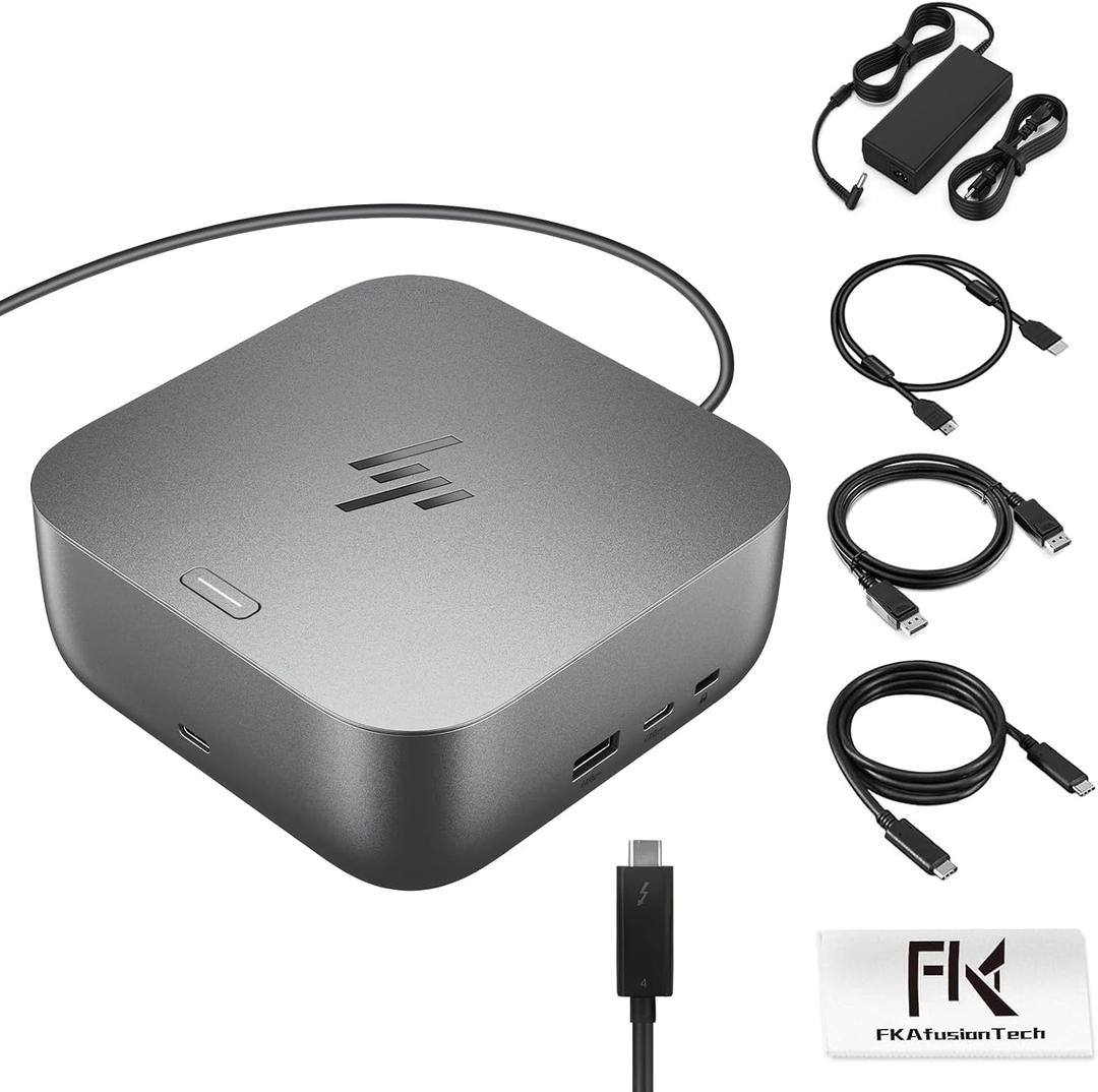 HP Docking Station for Laptop Dual Monitor and Charging Bundle - HP Thunderbolt 4 Ultra 100W G6 Dock with 100W AC Adapter, HDMI & DP Cable & USB-C Cable