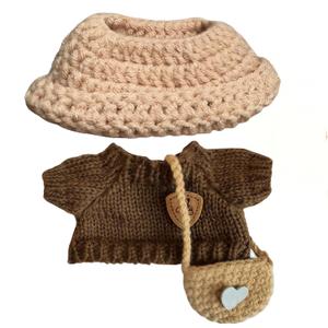 Clothes for Labubu(NO Doll), 15cm/17cm Doll Accessories Suit ,Handcrafted Crochet 3-Piece Set,Premium Outfit with Accessories for , Stylish Clothes for Dolls, Play & Collector