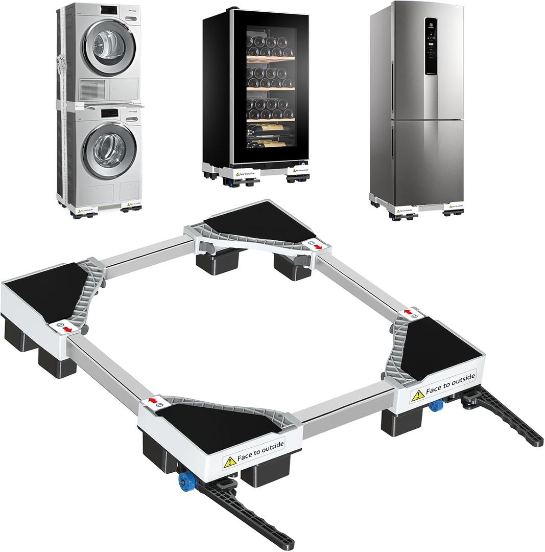 Upgrade Appliance Rollers Heavy Duty, Adjustable Appliance Rollers Mini Fridge Stand with 10 Strong Feet Washer and Dryer Stand for Washer, Dryer, Refrigerators, Furniture Hold Up to 880 LB