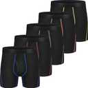 Men's Viscose Boxer Briefs Performance Breathable Comfy Silk Waistband 6 Boxer Briefs Fly 5Pack (Black, S)