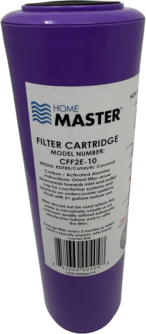 Home Master CFF2E-10 Activated Alumina/GACC/KDF85 Fluoride 10"x 3" Replacement Filter, 1 Count (Pack of 1), F2 Elite
