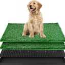 Dog Grass Pad with Tray, Dog Grass Potty Patch Bathroom Mat, Washable Pee Pad for Puppy Training, Dog Litter Box, Portable Perfect Indoor Outdoor Use, 2 Reusable Artificial Turf, 20x25inch