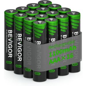 BEVIGOR Rechargeable AAA Batteries, 1100 mAh High Capacity, LSD Low Self Discharge Technology, 1.2V NiMH AAA Batteries,Telephone Batteries, Long-Lasting Triple AAA Rechargeable Batteries 16 Count