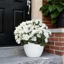 Coferset 30 Blooms White Geraniums Artificial Flowers for Outdoor, 6 Bundles Velvet Realistic Faux Geraniums for Garden Planters, UV Resistant Faux Flowers for Garden, Porch Decor(6, White)