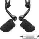 FOVPLUE 1.25" Highway Footpegs,Long Angled Adjustable Highway Pegs w/Mounts for Harley Touring Street Glide Electra Glide Road King Softail CVO Dyna Trike VRSC Sportster w/1-1/4" Engine Guard,Black#2