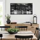 LevvArts New York City Wall Art Black and White Brooklyn Bridge, 40"L x 20"W