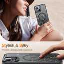 Goodon for iPhone 14 Plus Case with Privacy Screen Protector, Wireless Charging Compatible, Shockproof Translucent Matte Cover - Cute Floral Design Phone Case for Women Girls - Elegant Flower Leaves