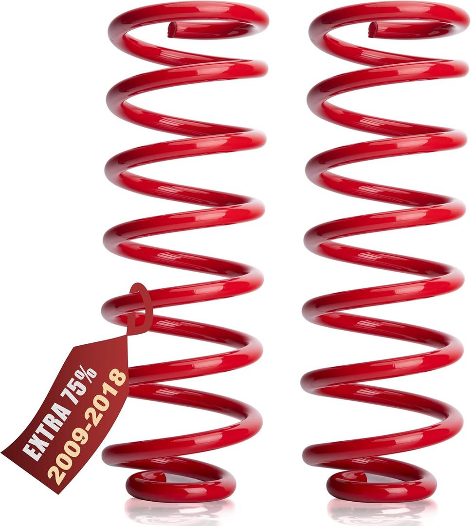 Rear Coil Springs for 2009-2018 Ram 1500, 75% Increased Load Support, Constant Rate Heavy Duty Rear Suspension Springs, Helps Reduce Rear Sag for Towing, Hauling & Bed Load, Pair，RED