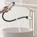 HANLIAN Brushed Nickel Tall Single Hole Bathroom Vessel Sink Faucet