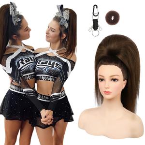 SEIKEA Cheer Ponytail Hair Piece, 100% Super Protein Fiber Straight Cheerleader Hairpiece Lightweight Silky Smooth Fluffy 18" Ponytail Extension for Cheerleader Competition, Dance Mocha Melt