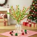 Norme 6 Pcs Christmas Tree Topper 17 Inch Red Green Candy Cane Xmas Decorations Woolen Curly Christmas Tree Picks Ornaments for Xmas Vase Filler Garland Home Holiday Decorations