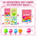 OCHIDO 24Packs Kids Valentines Day Cards with Squeeze Ball Set, Valentines Day Gifts for Kids Classroom Exchange School Prizes, Valentines Party Favors Stretchy Balls Sensory Toys for Girls Boys