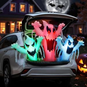 Trunk or Treat Car Decorations Kit Inflatable Ghost, Halloween Trunk or Treat Car Decorations, Halloween Inflatables Outdoor Decoration, Blow up Yard Decoration Inflatable Ghost with Built-in LEDs