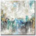 Abstract Painting Teal Canvas Wall Art Turquoise Abstract Textured Gold Foil Artwork For Living Room Wall Art Large Maximalist Home Wall Decor Set12" x 24" x 2 + 24"x 24"x 1