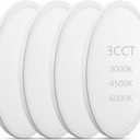 LED Flush Mount Ceiling Lights Dimmable 12Inch 3200LM 24Watt, 3000K 4500K 6000K, Low Profile Surface Mount Super Slim Light Fixtures, Thin Flat LED Panel Lights for Bedroom Bathroom Hallway, 4 Packs (White)