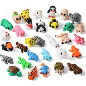 44pcs 3D Printed Animal Figurines Set Articulated Mini 3D Animals, Cute Eco-Friendly Animal Fidget Toys, 3D Printed Animals for Kids, Educational Interactive Play, Perfect Christmas Home Dcor Gift (Mix Animal B)