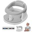 Baby Bath Seat for Babies 6 Months & Up - 360° Protection Bath Seats for Babies Sitting Up | Baby Infants Bath Chair with Temperature Alert & Cushion | Toddler Bath Seat Newborn Baby Bathtub Seat (Grey)