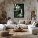 Vintage Halloween Wall Decor Horror Poster Cute Ghost in An Abandoned Arcade Wall Art Decor Gothic Dark Academia Ghost Art Poster Aesthetic for Living Room Bedroom8x12inch black framed (style-6)