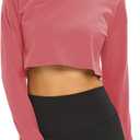 Mippo Long Sleeve Crop Tops Workout Athletic Gym Shirts Cropped Sweatshirts for Women (Pink, XL)