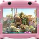 Kids Case for iPad Mini 5/4/3/2/1 Shockproof Silicone Protective Cover Handle Stand Case Fit Apple New iPad Mini 5th Generation 7.9" 2019 [CHINFAI Cartoon Robot Series] (Pink)