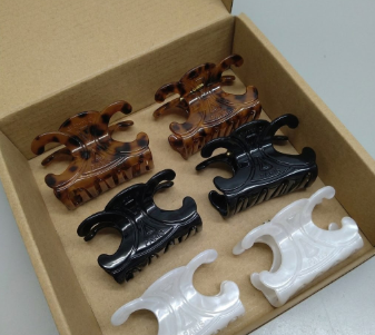 Celine hair clips pack of six black white and  tortoise shell