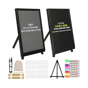 12x16 inch Double Sided Chalkboard and Felt Letter Board with Stand - Reversible Wooden Frame Easel for Menu, Announcements, Home, Office, Cafe, Restaurant Decor