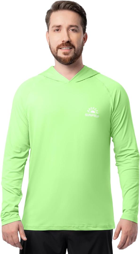 ColdPruf Men's Sunpruf Long Sleeve Performance Sun Protection UPF 30 Hooded Shirt (Green) XL