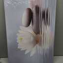 QIXIANG Zen Wall Art Black Stones and White Lotus Flowers Picture on Canvas Prints for Yoga Spa Meditation Bathroom Decor with Framed (Zen Stones Lotus -3, 16.00" x24.00")