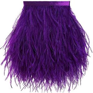 Soarer Purple Feathers Fringe Trim - 2Yards 5-7inch Ostrich Feathers Ribbons for DIY Sewing Clothing, Jewelry, Carnival, Home Party(Purple)