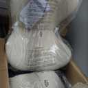 Shintenchi Bar Stools Set of 2 Modern Swivel Bar Chairs, Counter Height Faux Leather Metal Barstools, Upholstered Island Chairs with Back and Footrest, Beige