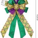 Purple Green Glitter Plaid Mardi Gras Bows for Wreaths - Large Mardi Gras Decor for Home Garden Indoor Outdoor Decoration