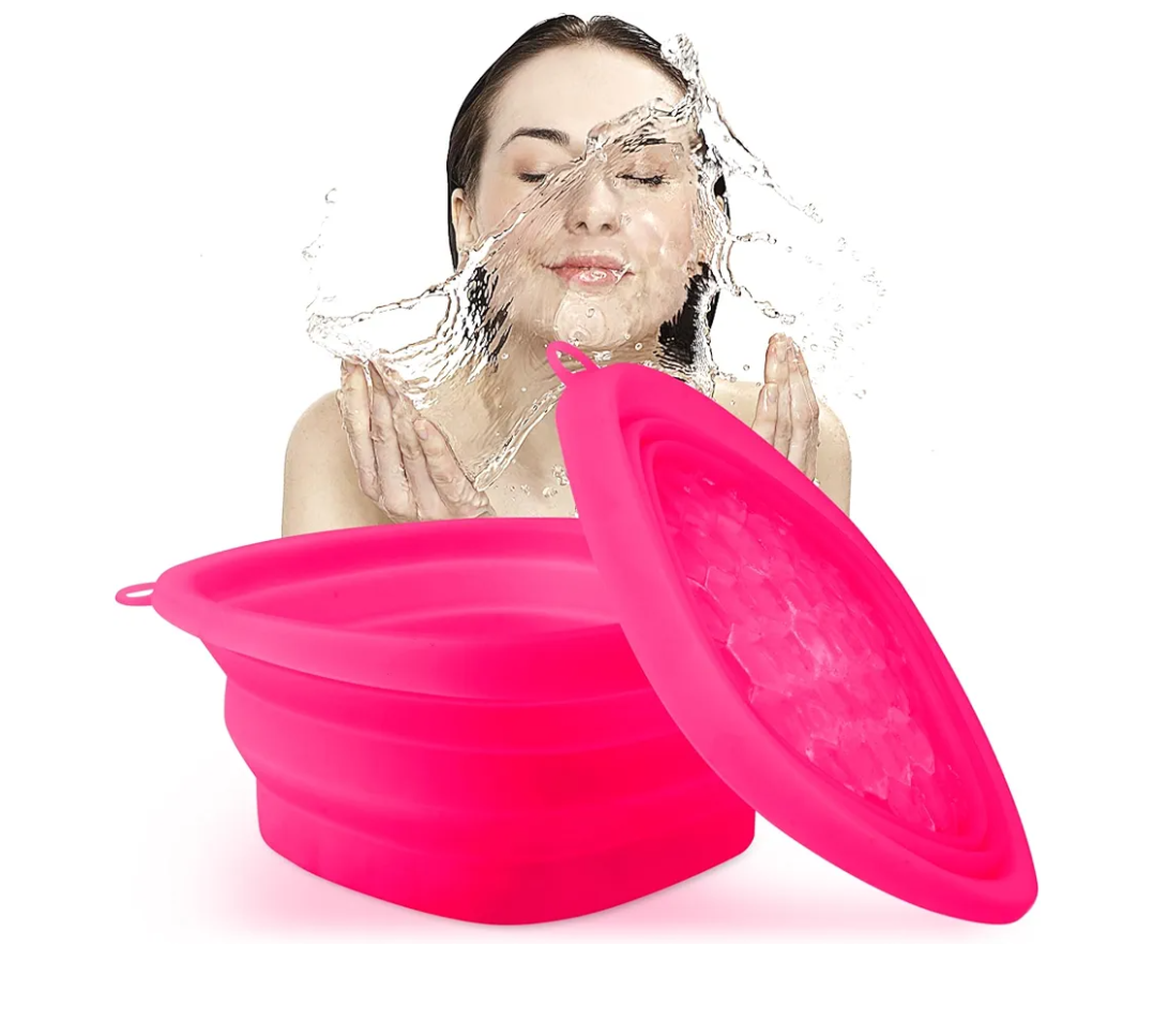 Pack Of 2 SaporeArt Ice Face Bowl, Upgraded Wider & Deeper Collapsible Silicone Facial Ice Bath Bowl with BuiltIn Ice Mold, Soothes Puffiness & Redness, Ideal for Home and Travel